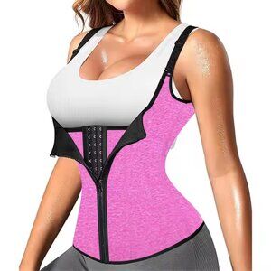 High Compression Slimming Sauna Thermo Full Vest Gym Fitness Pink Body Shaper